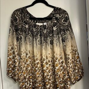 Chico's Black and Tan Animal Print Blouse